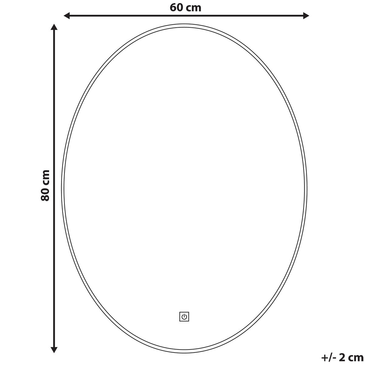 BADSPIEGEL mit LED-Beleuchtung oval 60/80 cm Mazille - Silberfarben, Glas (60/80/3cm) - Beliani