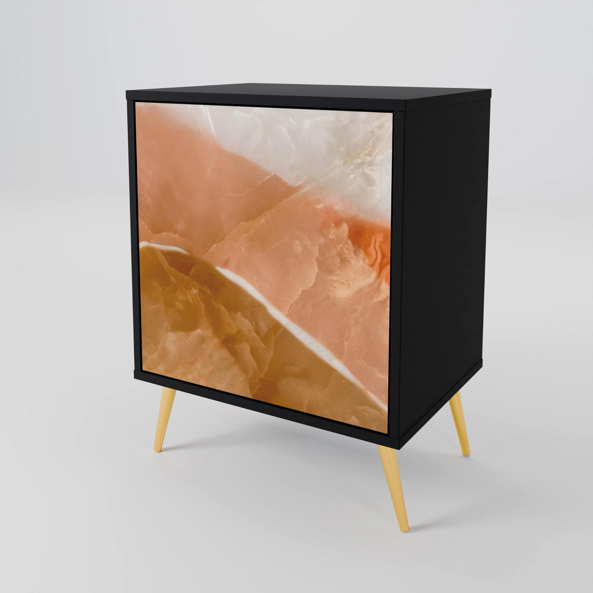 SIDEBOARD SANDHILLS SPLENDOUR, Schwarz, 57,5x42x70,5 cm, Schwarze Metall-Sternfüße - Multicolor/Schwarz, Holzwerkstoff/Metall (57.5/70.5/42cm) - SpaceRebels