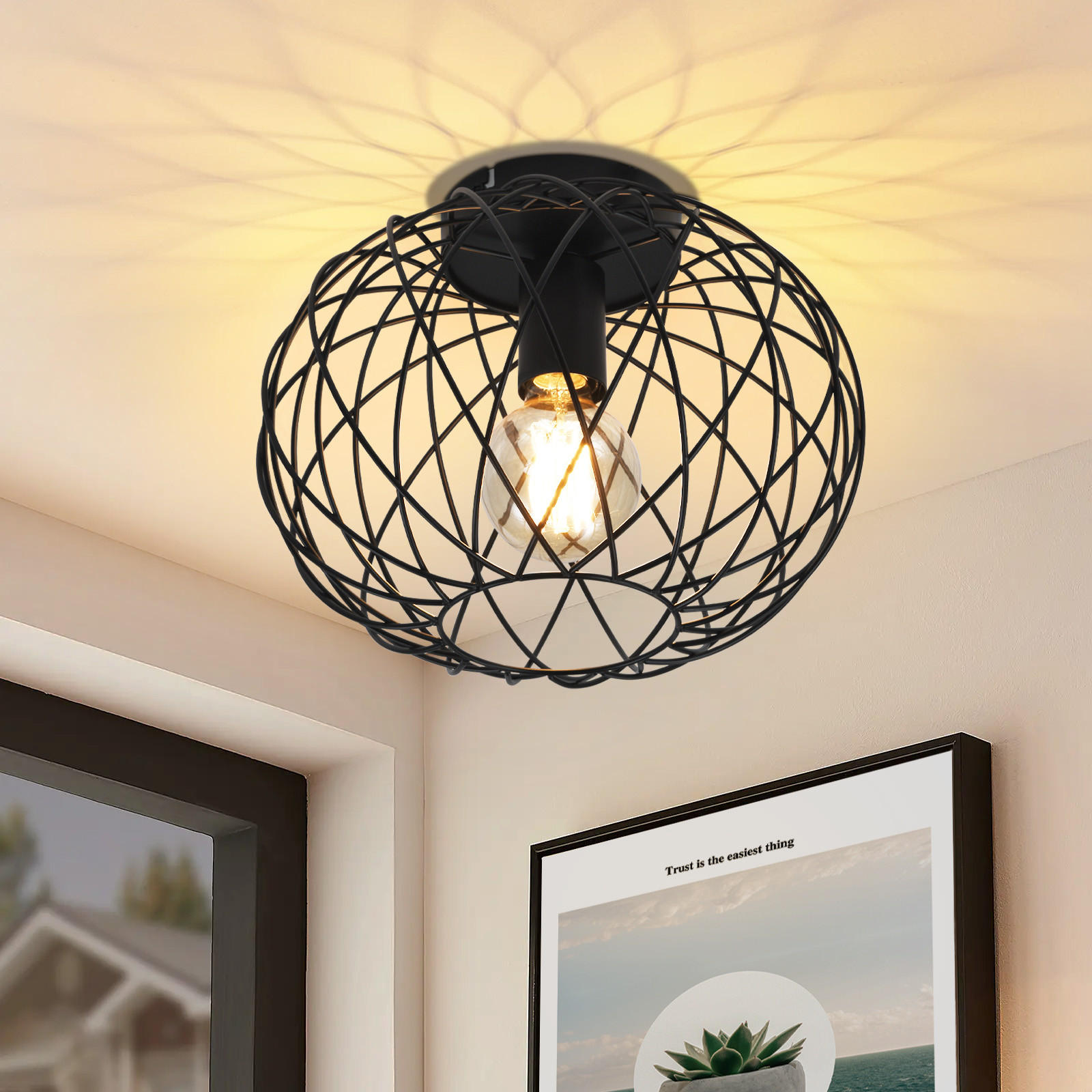 LED-DECKENLEUCHTE Svindar 30/30/23 cm - Schwarz, Metall (30/30/23cm) - ZMH