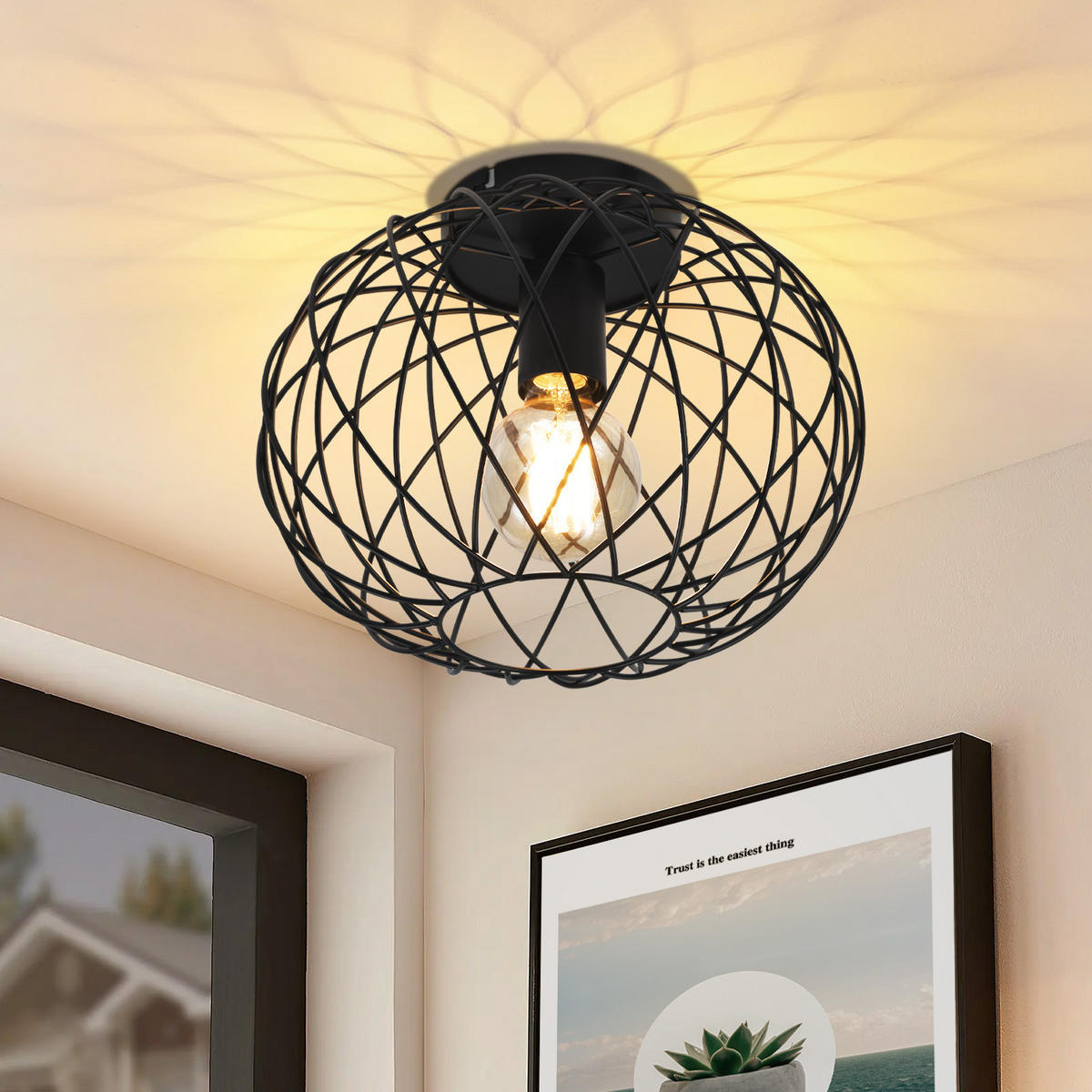 LED-DECKENLEUCHTE Svindar 30/30/23 cm - Schwarz, Metall (30/30/23cm) - ZMH