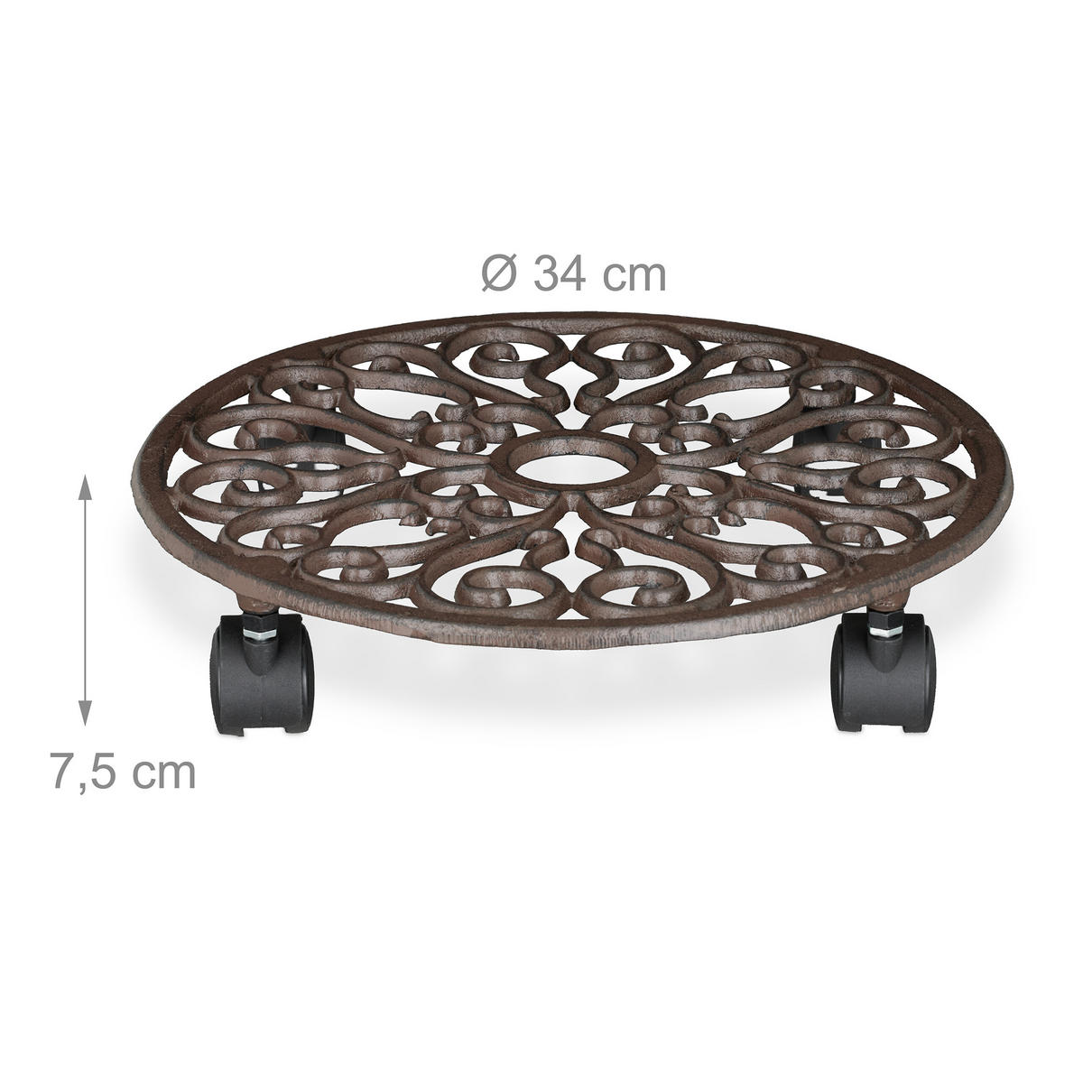 2xPFLANZENROLLER - Braun, Kunststoff/Metall (34/7.5/34cm) - Relaxdays