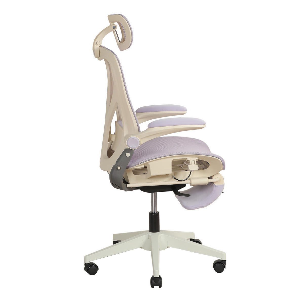 DREHSTUHL DE-40937 mit klappbarer Rückenlehne und 3D-Kopfstütze Violett - Lila, Metall (62/129/48.5cm) - ComfortXL