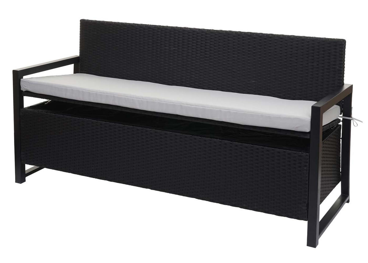 POLY-RATTAN 3ER SITZBANK Anthrazit, Grau - Anthrazit/Grau, Kunststoff (164/87/57cm) - MCW