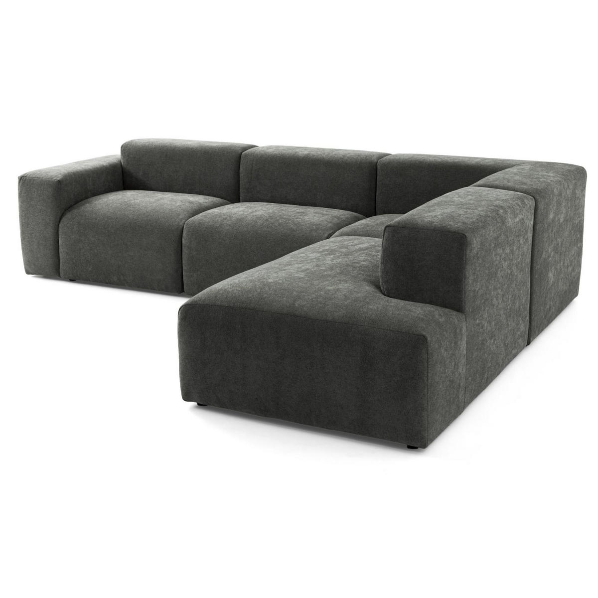 4-SITZER modulares Ecksofa HEAVEN SET 2 Rechts, Breite 300 cm Webstoff Dunkelgrau - Dunkelgrau/Schwarz, Holz/Kunststoff (245/300cm) - Muffo