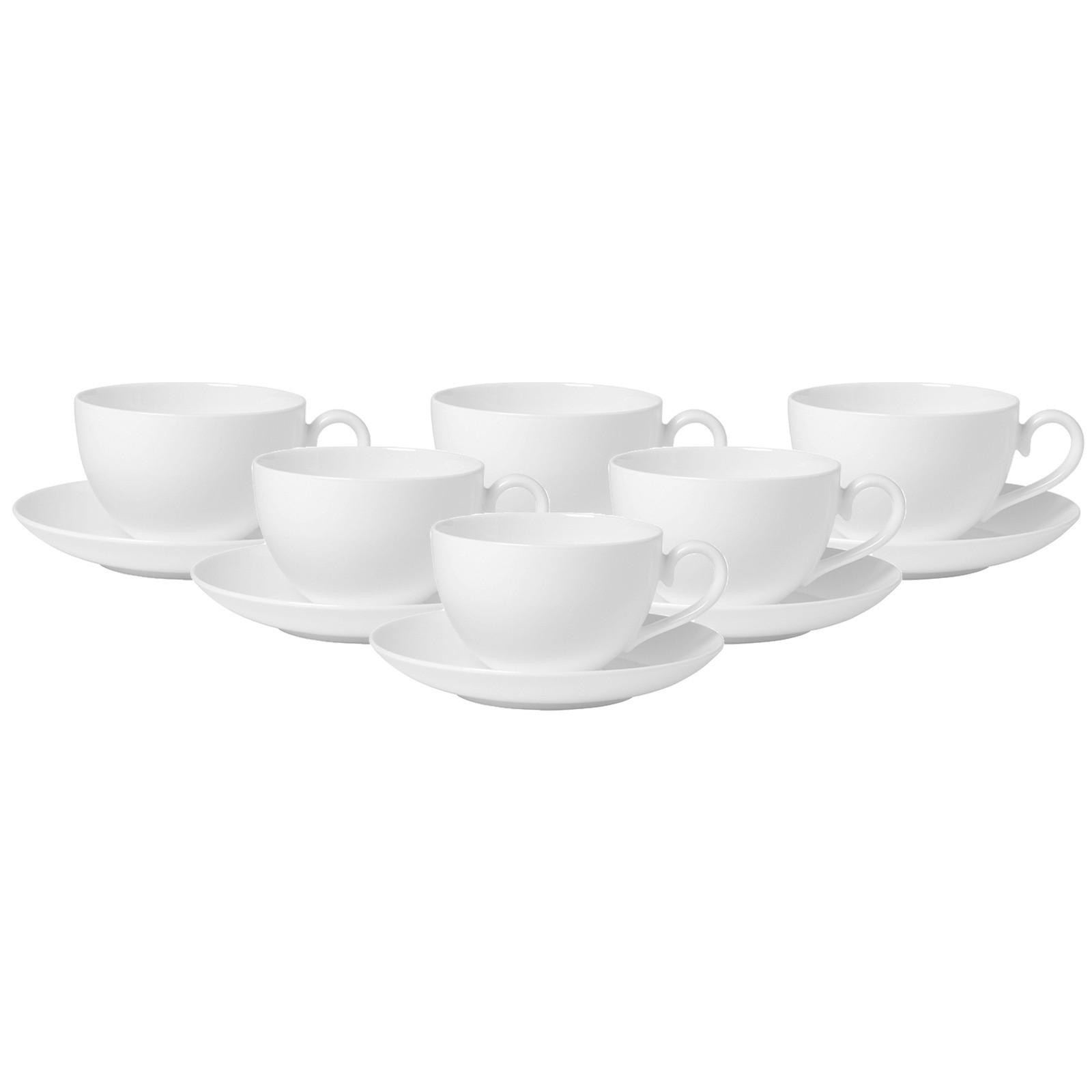 KAFFEETASSEN MIT UNTERTASSEN Royal weiß 260 ml 6er Set - Weiß, Keramik (15/7.6/15cm) - Villeroy & Boch