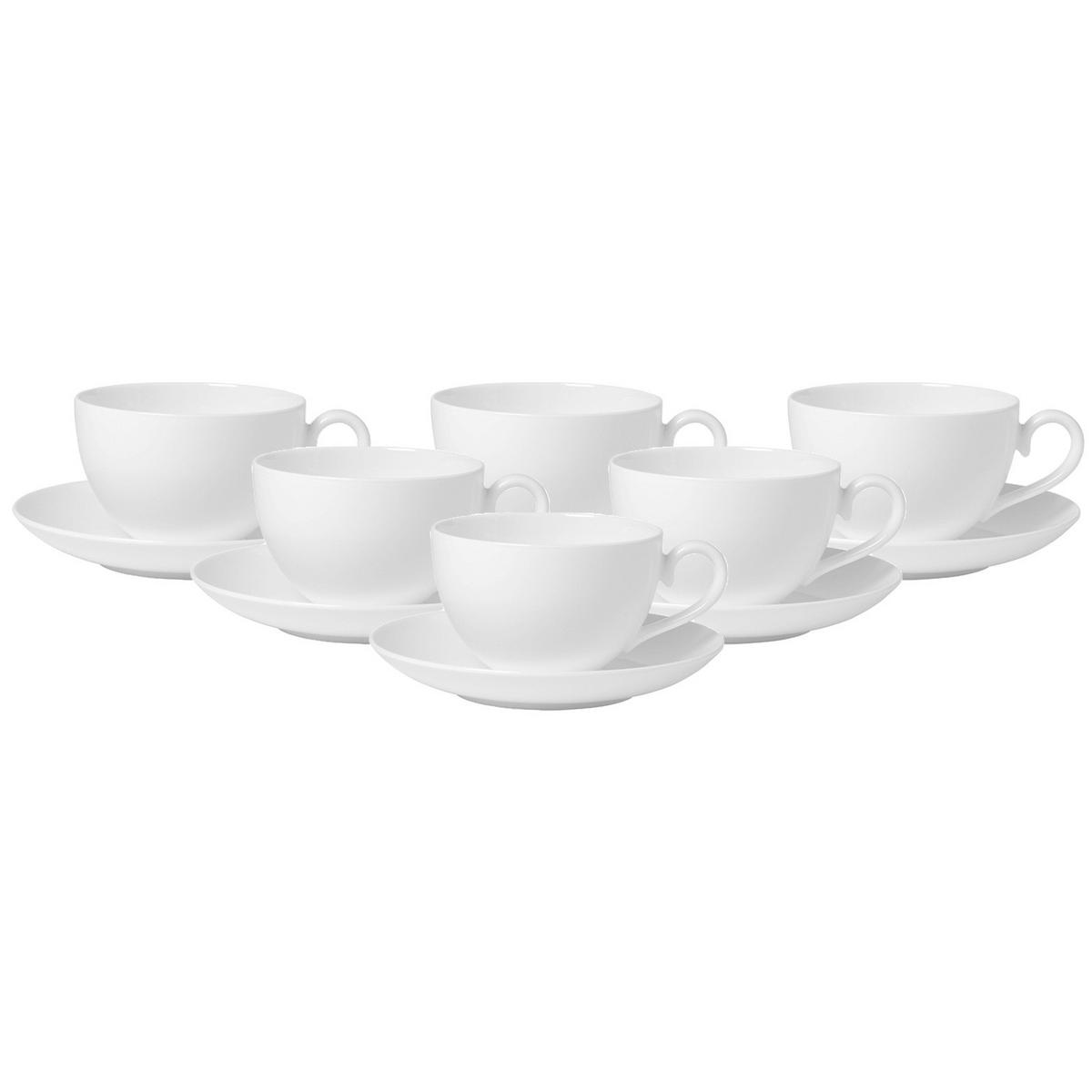 KAFFEETASSEN MIT UNTERTASSEN Royal weiß 260 ml 6er Set - Weiß, Keramik (15/7.6/15cm) - Villeroy & Boch