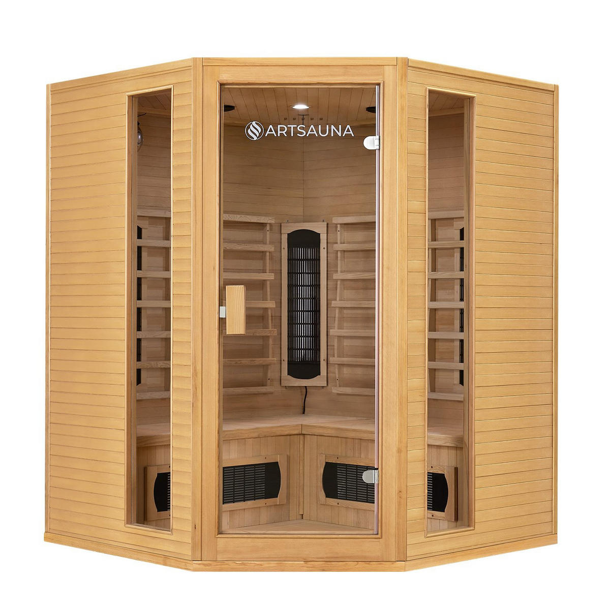 INFRAROTKABINE Nyborg E150K mit Keramik-, Flächenstrahler & Hemlockholz - Naturfarben, Holz (150/190/150cm) - Artsauna
