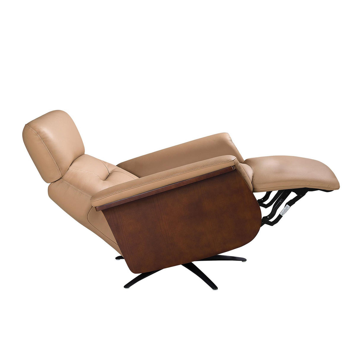 FERNSEHSESSEL Drehbarer aus braunem Leder 86/92/110 cm - Walnussfarben/Schwarz, Leder/Metall (86/110/92cm) - ANGEL CERDA