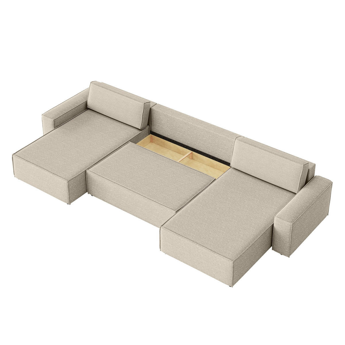 WOHNLANDSCHAFT Lummo U mit Schlaffunktion, Beige - Beige, Textil (386/70/185cm) - Fedve