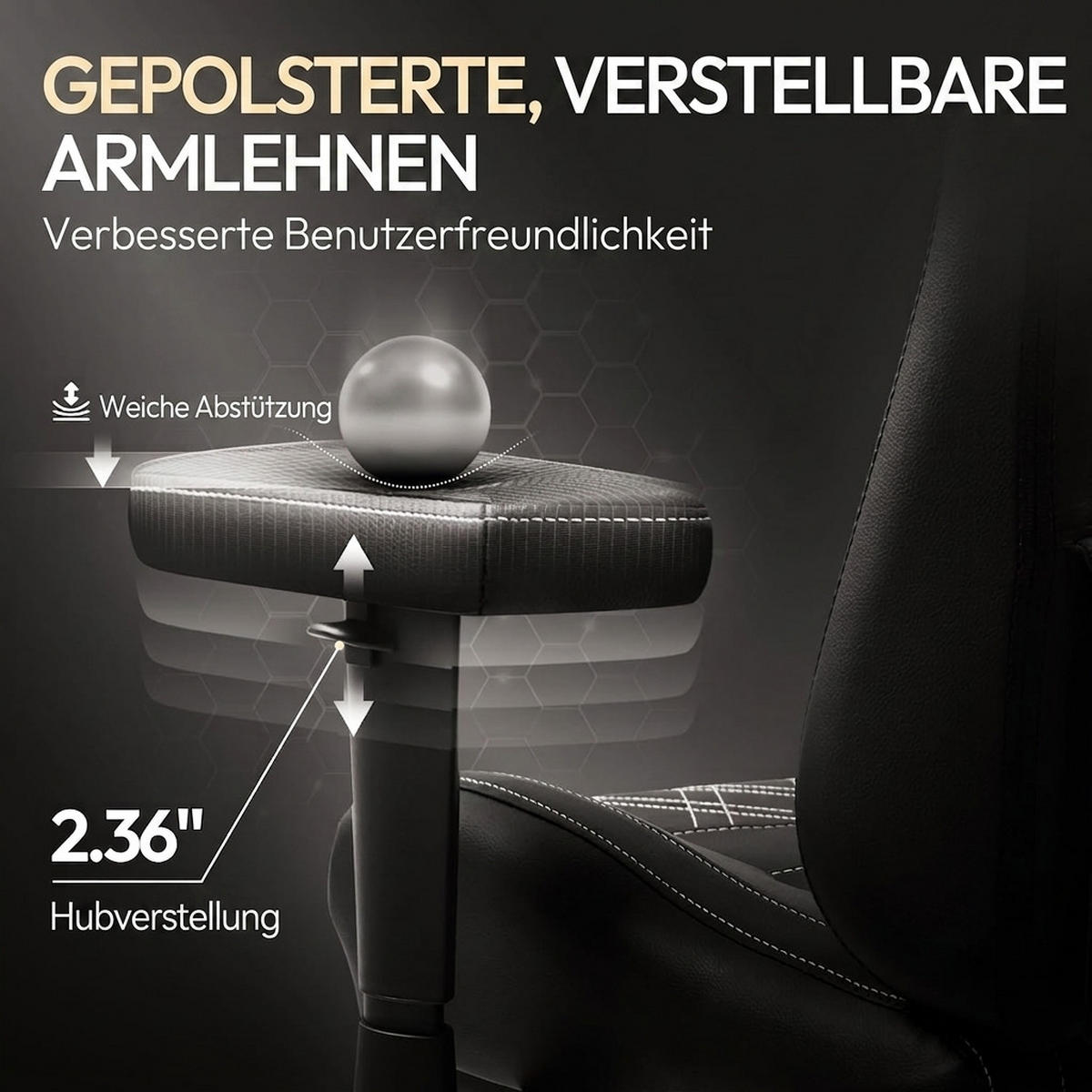 GAMING Stuhl &Massage-Wärmefunktion, atmungsaktivem Taschenfederkissen - Schwarz, Leder (60/127/60cm)