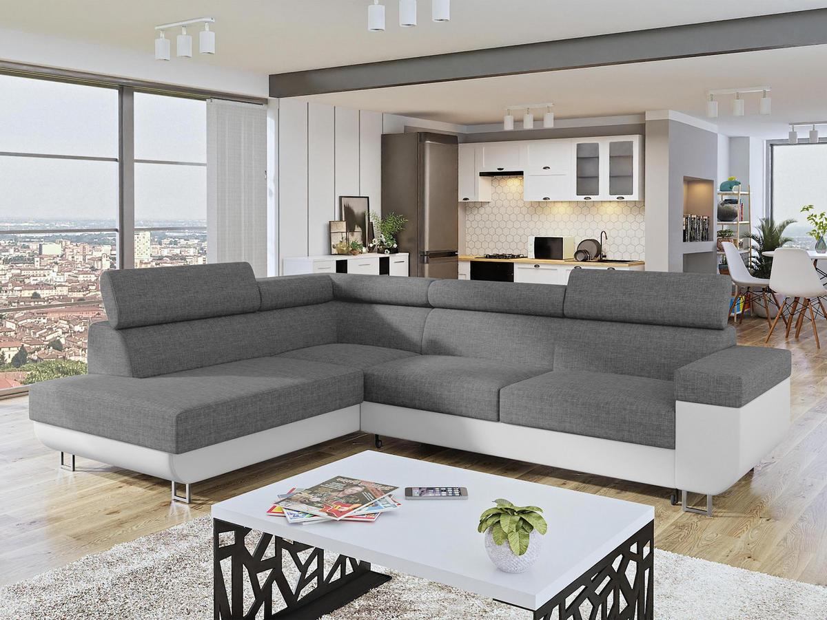ECKSOFA Fonti, Seite: Links - Weiß, Holz/Textil (253/188cm) - MIRJAN24