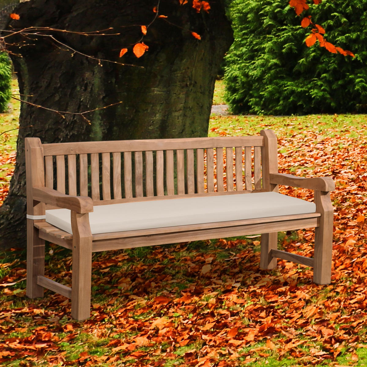 GARTENBANK Teakbank Dabel Holz Creme Holzbank 180cm - Creme, Holz (180/93/61cm) - DELUKE