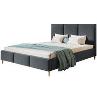 POLSTERBETT LUX Siena mit Kopfteil, 140 x 200 cm, Doppelbett mit Lattenrost aus Holz, Velourstoff Dunkelgrau, Füße in Farbe: Braun - Dunkelgrau, Holz/Textil (140/200cm) - Alpi-Möbel