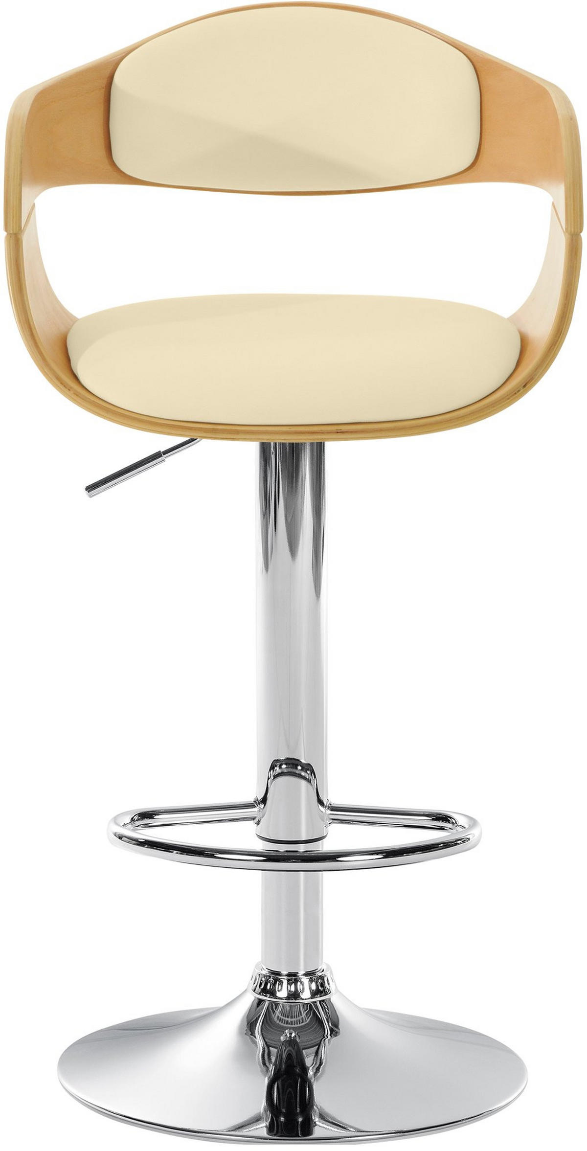 BARHOCKER Lederlook natura/creme - Eukalyptusholzfarben/Creme, Textil/Metall (50/88/48cm) - CLP