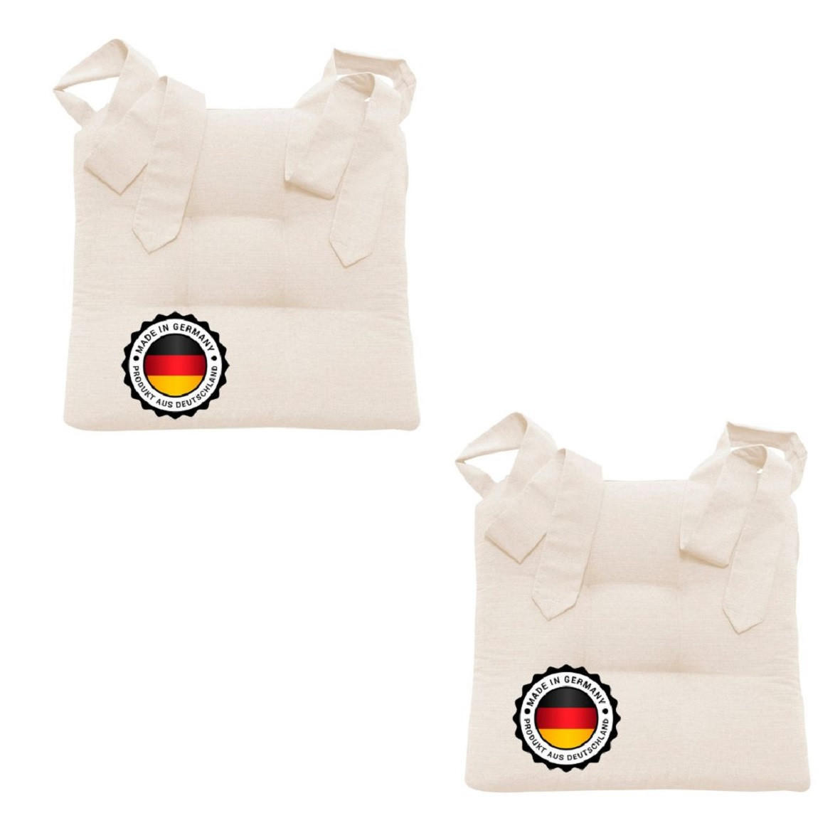 STUHLKISSEN mit Schleifenband 2er Set elfenbein - Creme, Textil (46/42/7cm) - Bonvionn