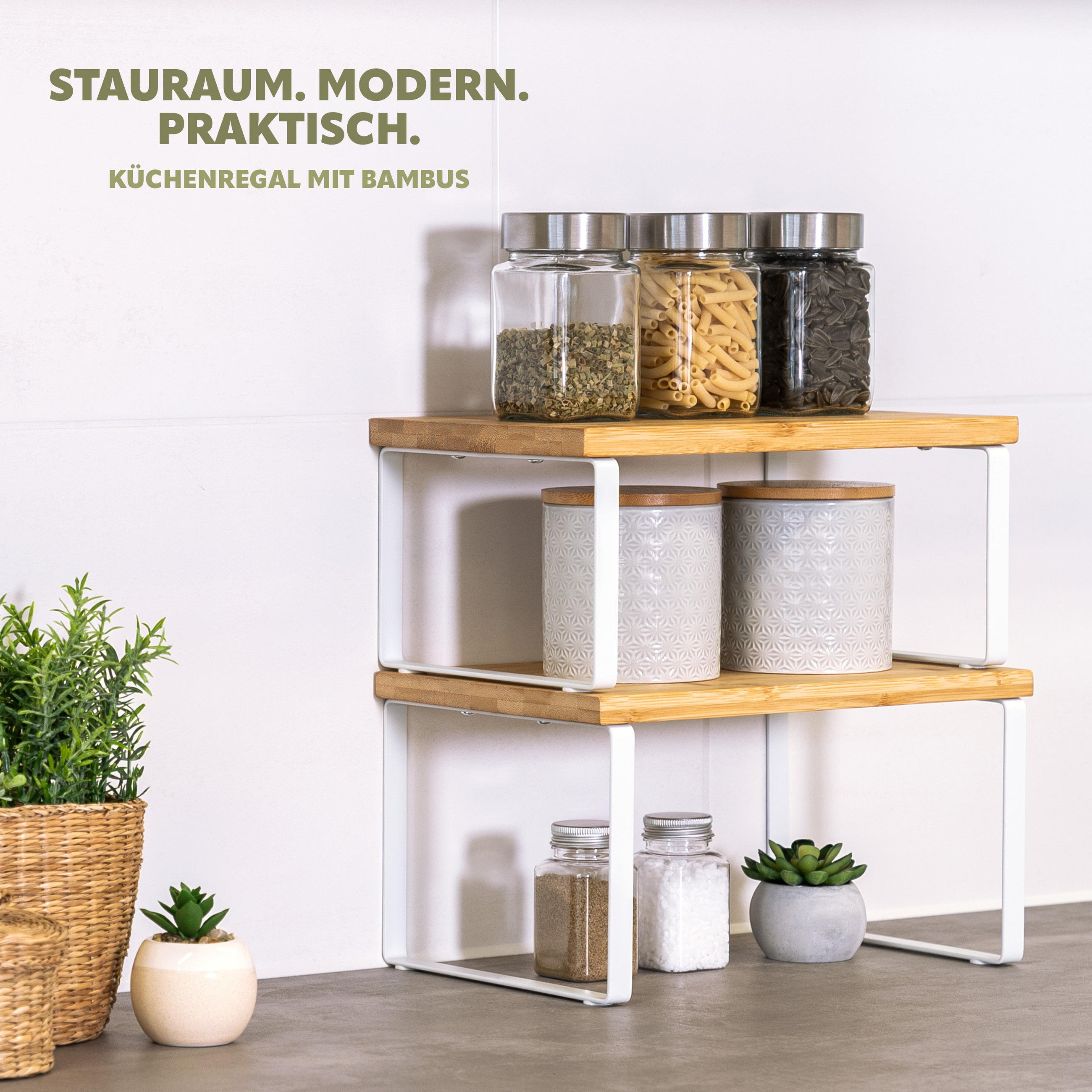 GEWÜRZREGALE 2er-Set, weiß - Weiß, Holz (30/16/20cm) - bremermann