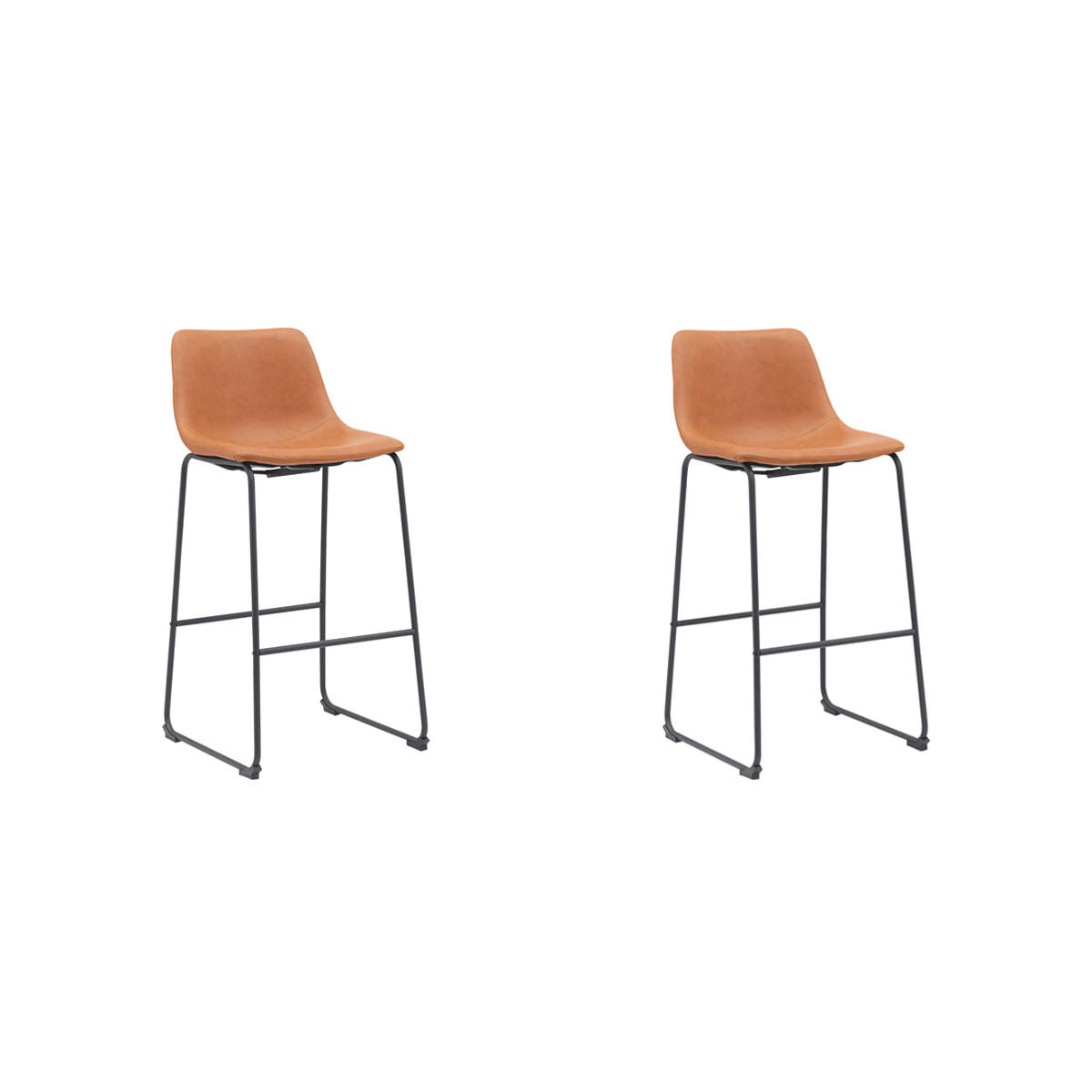 BARHOCKER Risto Braun 56/47/102 cm 2er-Set - Orange, Textil (47/102/56cm) - LABEL51