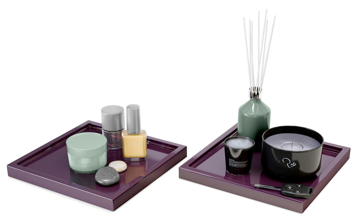 DEKOSCHALE Maya Brombeer Hochglanz 2er Set - Brombeere, Holzwerkstoff (1.8cm) - Vladon