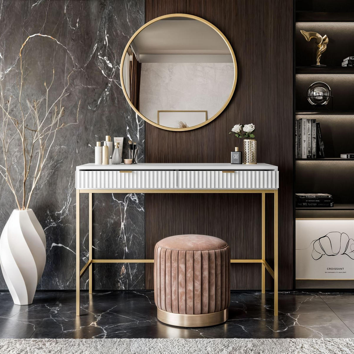 KONSOLENTISCH CORTADO GOLD T104 WEISS - Weiß, Holzwerkstoff (50/104/78cm) - Lookway