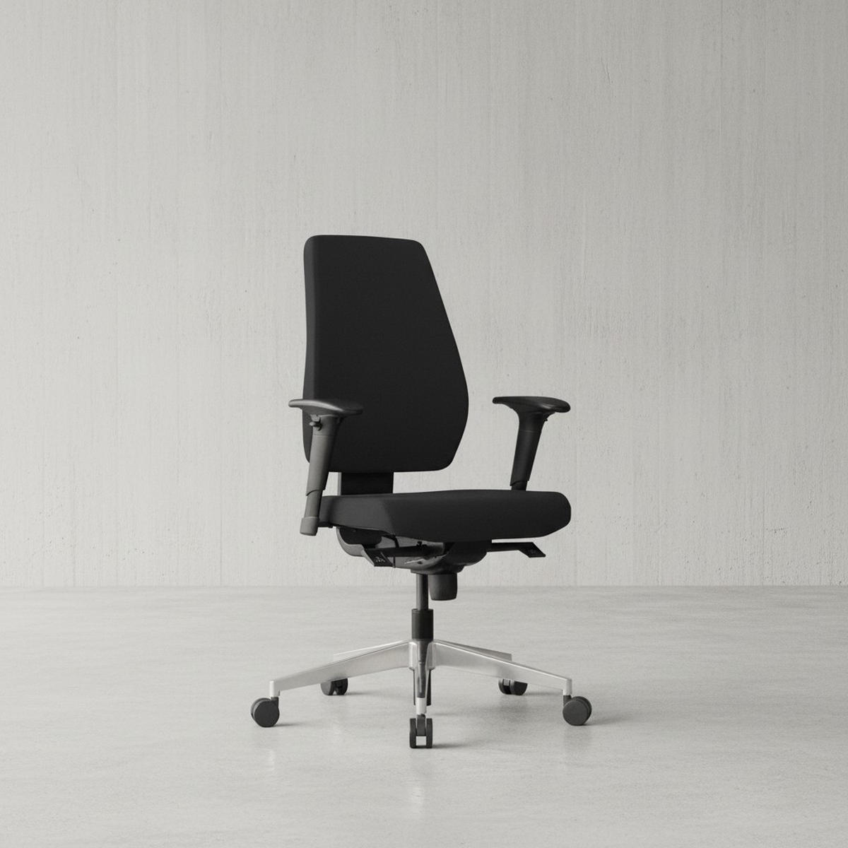 BÜROSTUHL Stoff mit Lendenstütze, höhenverstellbaren Armlehnen und Aluminiumfuß LATINA - Silberfarben/Schwarz, Textil/Metall (70/119/63cm) - KADIMA DESIGN