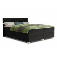 BOXBETT Fren - 180x200 - schwarz (Kronos 07, Velvet) - Beige/Schwarz, Holz/Holzwerkstoff (180/200cm) - Sofnet