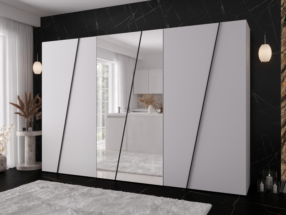 DREHTÜRENSCHRANK Zen 2L 300 cm - Schwarz/Weiß, Holzwerkstoff/Kunststoff (300/202/50cm) - MIRJAN24