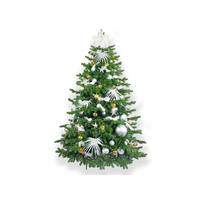 WEIHNACHTSBAUM künstlicher 150 cm, POLAR GOLD II, mit 133-teiligem Weihnachtsbaumschmuck, inkl. Metallständer und Aufbewahrungsbox - Silberfarben/Goldfarben, Kunststoff/Metall (104/150cm) - LAALU