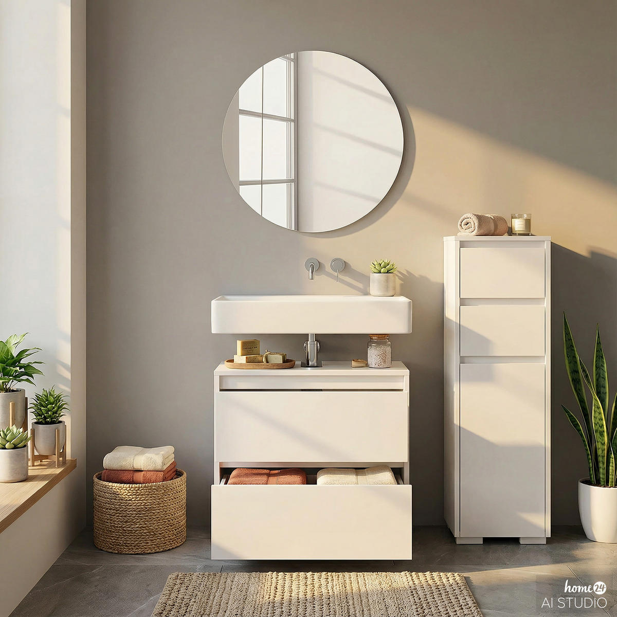 UNTERSCHRANK - Weiß - Weiß, Holzwerkstoff (30/96/30cm) - home24