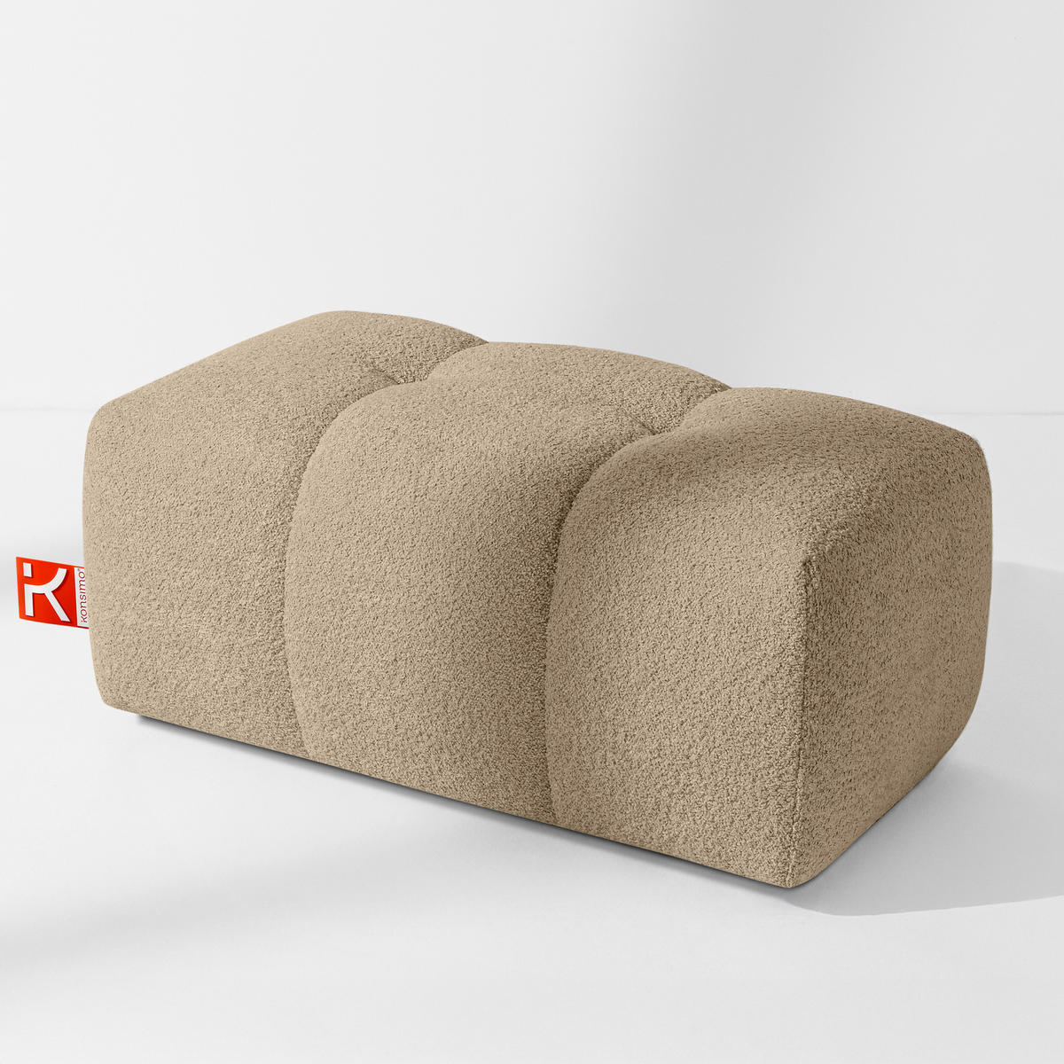 POUF RAVIA, Bouclé, Beige - Beige, Holz/Textil (96/45/50cm) - KONSIMO®