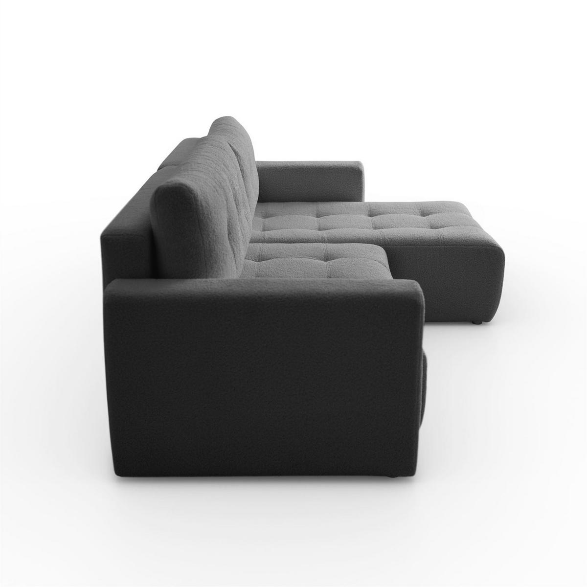 ECKSOFA VIENNA Stil Bettkasten und Funktionalität Bouclé Graphit Rechts - Graphitfarben, Holz (261/143cm) - Kaiser Möbel