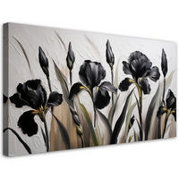 LEINWANDBILD Schwarze Iris-Blumen-Abstraktion 80x40cm - Schwarz, Textil (80/40cm) - Feeby