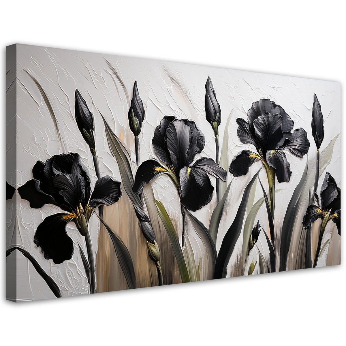 LEINWANDBILD Schwarze Iris-Blumen-Abstraktion 80x40cm - Schwarz, Textil (80/40cm) - Feeby