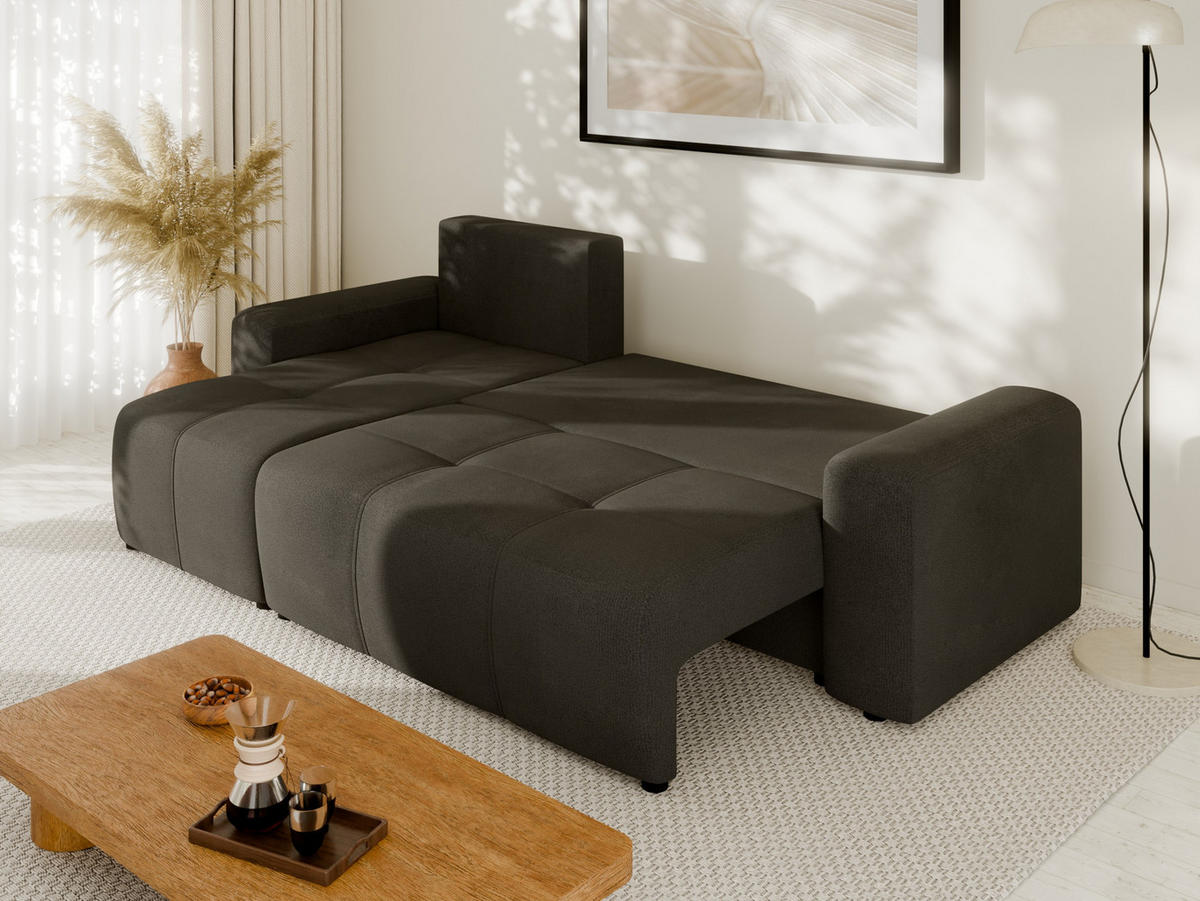 ECKSOFA Nolani mit Schlaffunktion & Bettkasten – Modern & Bequem - Braun, Kunststoff (248/145cm) - Panda Möbel