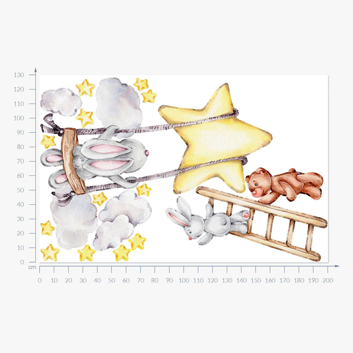 WANDAUFKLEBER 130x200cm - Aquarelltiere - Multicolor, Kunststoff (130/200/0.1cm) - Wallfluent