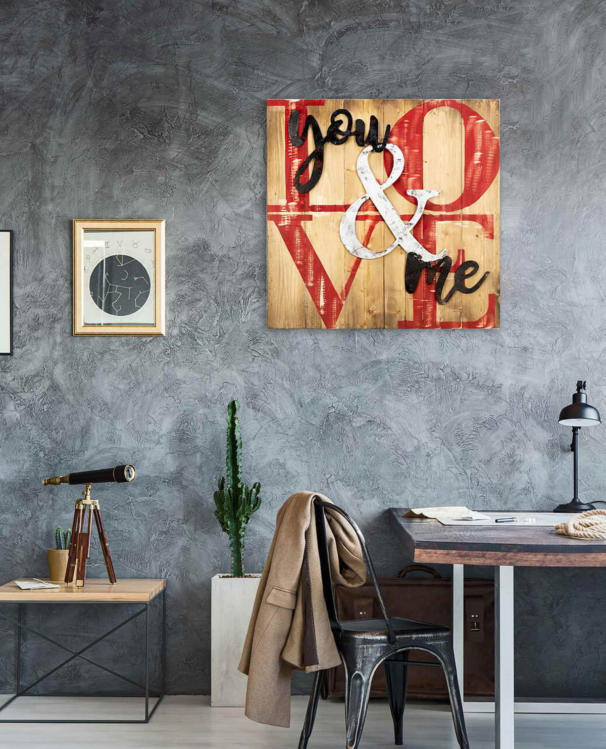 HOLZBILD Rot 60/60 cm - Rot/Braun, Holz/Metall (1.68/60cm) - KUNSTLOFT