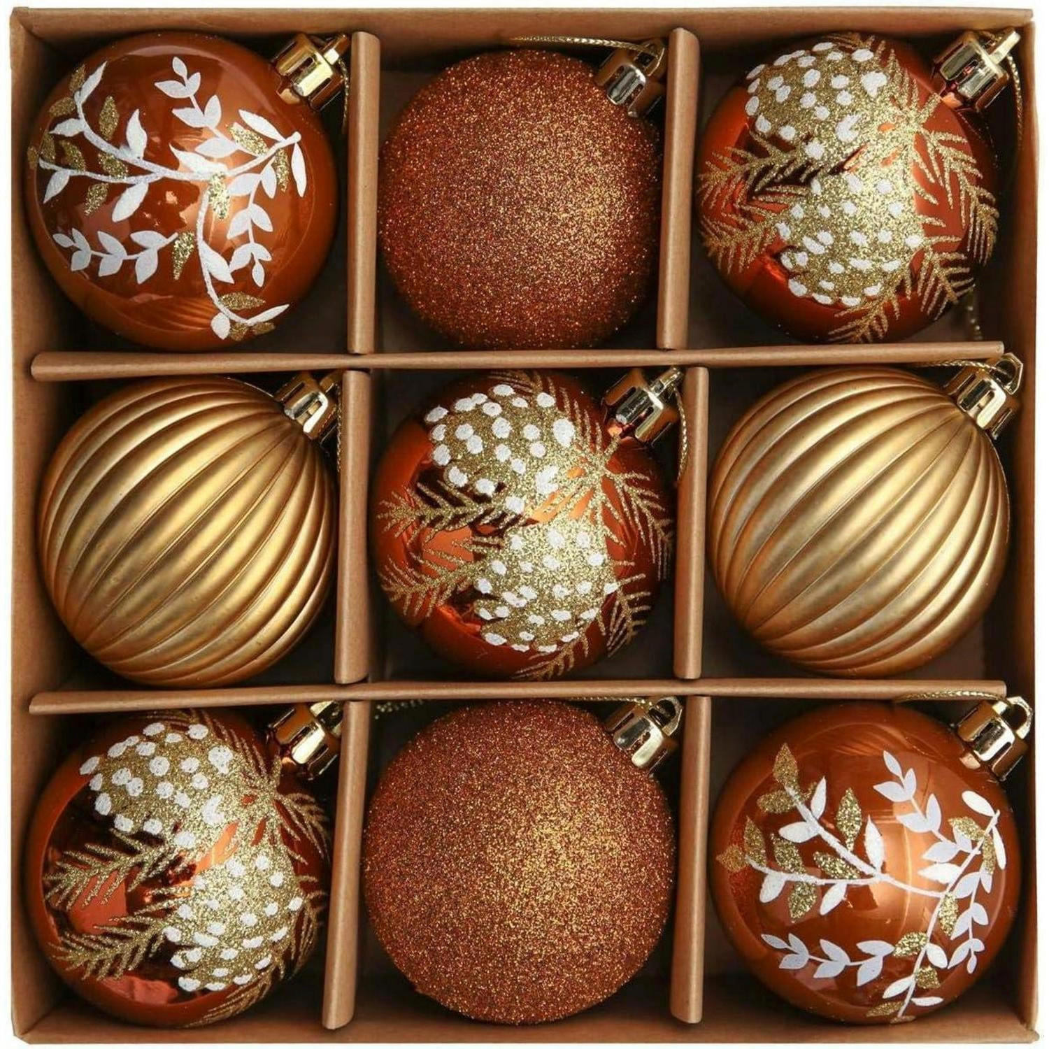 WEIHNACHTSKUGELN 9-teiliges Set 6 cm Kunststoff Kupfergold Bronze - Multicolor, Kunststoff (6/6/6cm)