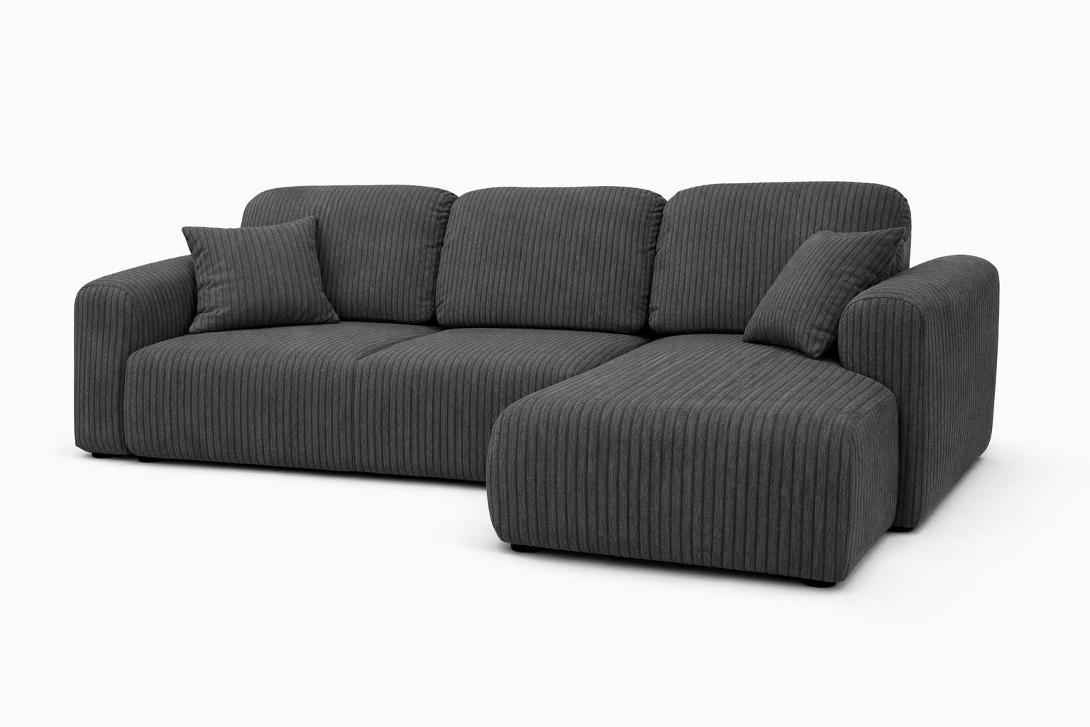 ECKSOFA Mit Schlaffunktion Und Bettkasten, Sofa L-Form Bingo L, Cordstoff Poso, Grau, Rechts - Grau, Holz (250/142cm) - Kaiser Möbel
