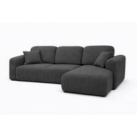 ECKSOFA Mit Schlaffunktion Und Bettkasten, Sofa L-Form Bingo L, Cordstoff Poso, Grau, Rechts - Grau, Holz (250/142cm) - Kaiser Möbel