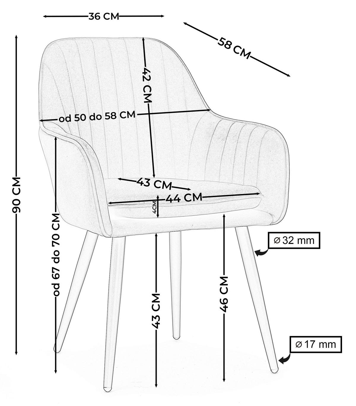 STUHL EMILIA gepolstert mit Steppung - schwarz - Samt Velours - Schwarz, Textil/Metall (58/90/58cm) - NEW HOME
