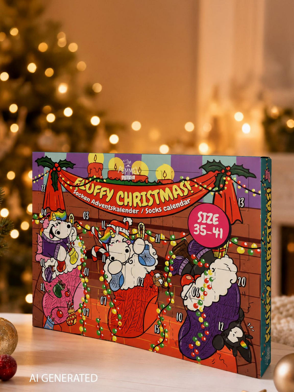 ADVENTSKALENDER Pummel & Friends Pummeleinhorn mit 12 Paar Socken Größe 35-41 - Multicolor, Textil (37/5/26.5cm) - United Labels