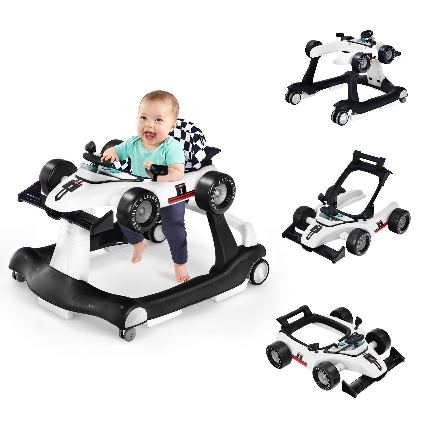 LAUFLERNWAGEN Klappbar Weiß - Weiß, Kunststoff (64/56/76cm) - COSTWAY