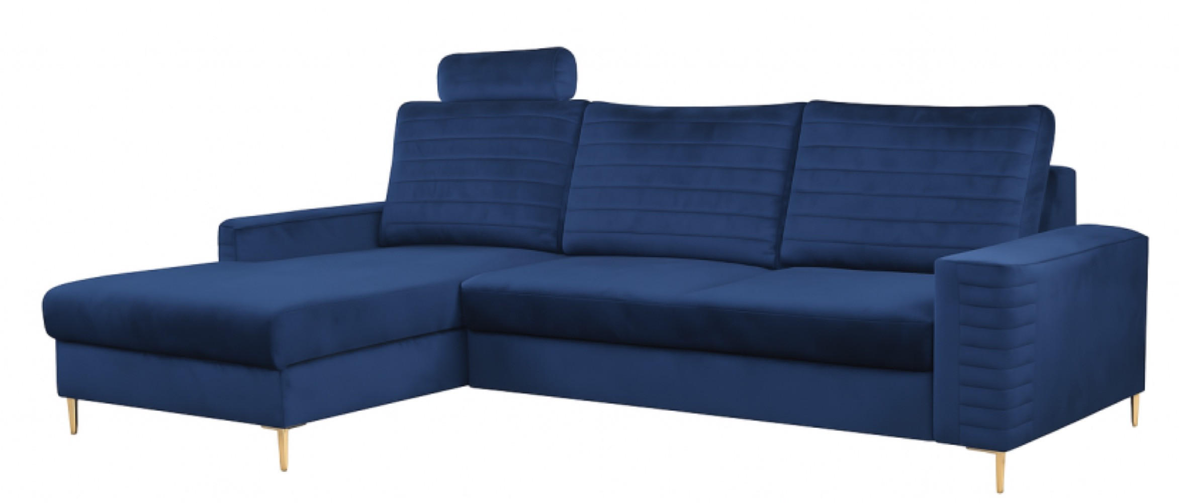 ECKSOFA Granat OLI Ausziehbar Mit Kopfstütze Und Bettkasten Links - Blau/Dunkelblau, Textil (253/165cm) - Sepro Meble