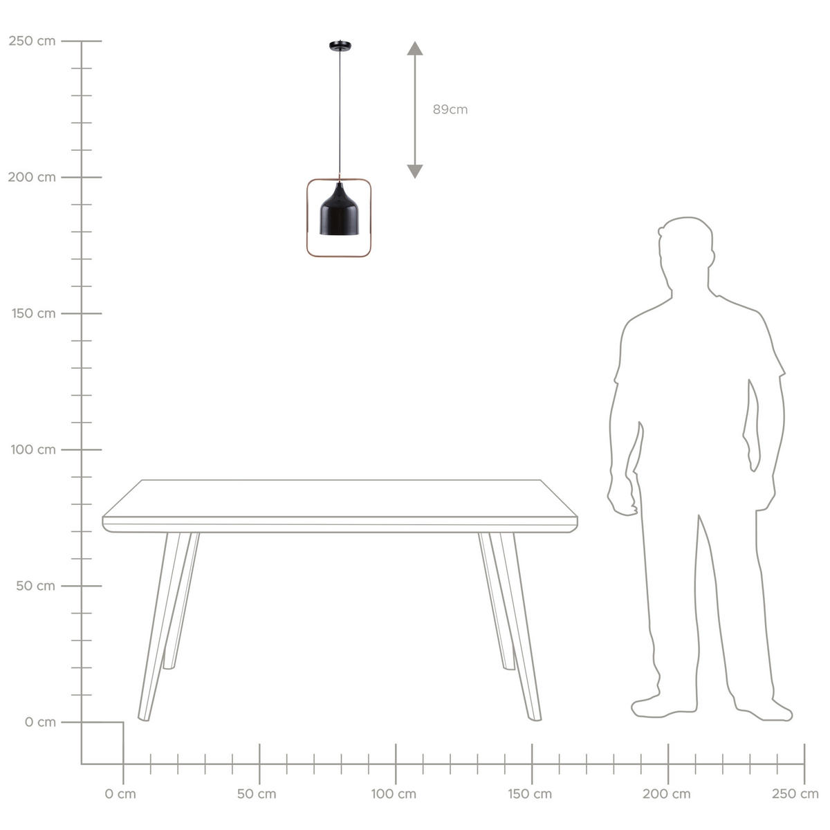 HÄNGELEUCHTE Mavone 15/24/121 cm - Schwarz, Metall (15/24/121cm) - Beliani