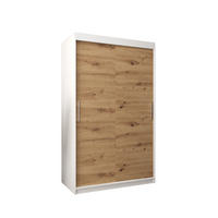 SCHWEBETÜRENSCHRANK 200/120/62 2-türig - Silberfarben/Eiche Artisan, Holz/Kunststoff (120/200/62cm) - Abiks Möbel