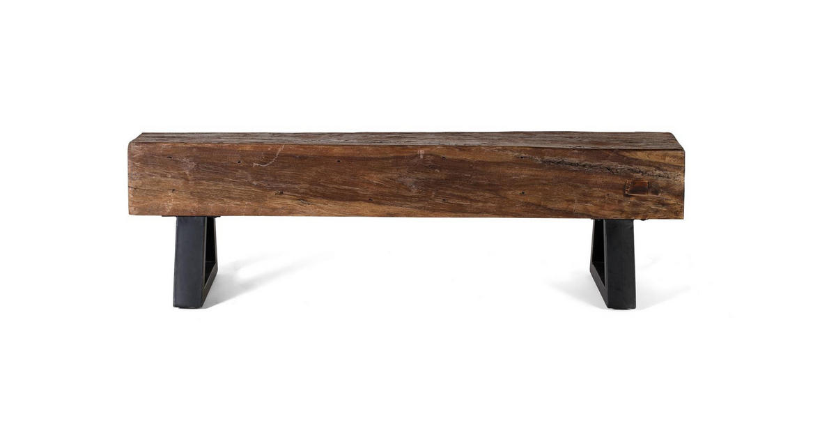 SITZBANK aus Altholz und Metallbeinen - Braun, Holz (150/45/40cm) - Giner y Colomer