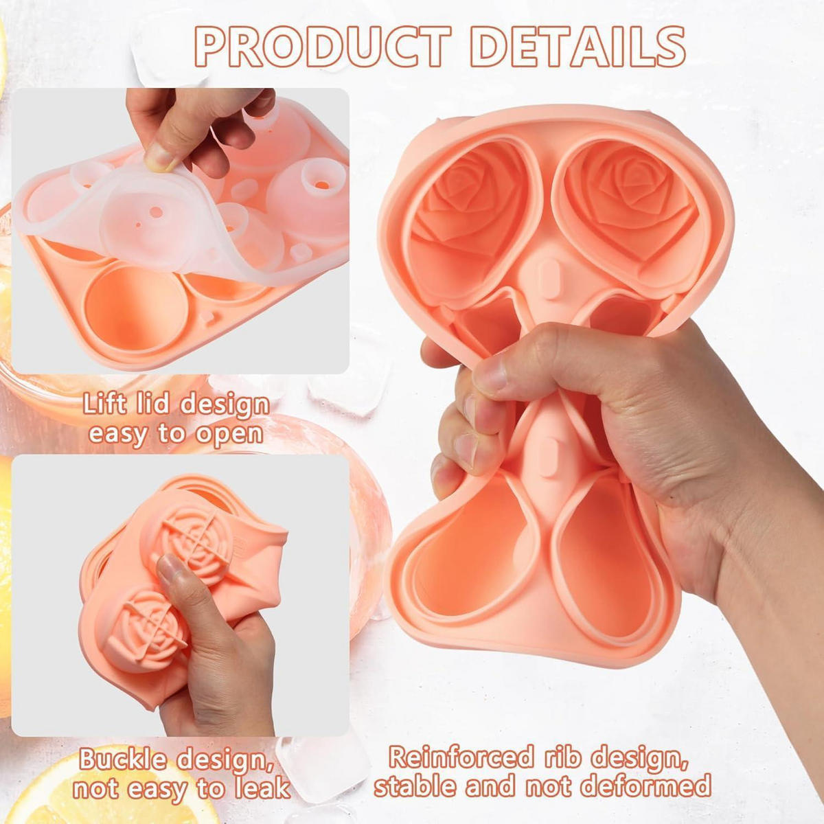 EISWÜRFELFORM Silikon 5 cm Rosa - Rosa, Kunststoff (15/3.5/20cm)