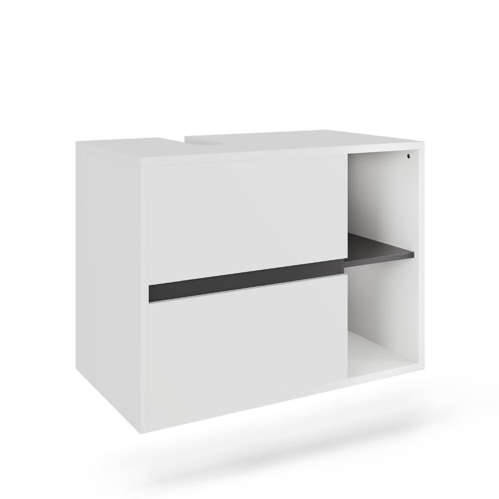 WASCHBECKENUNTERSCHRANK Viola Weiß/Grau 80 x 60 cm mit 2 Schubladen - Weiß/Grau, Holzwerkstoff (80/60/46cm) - Vicco