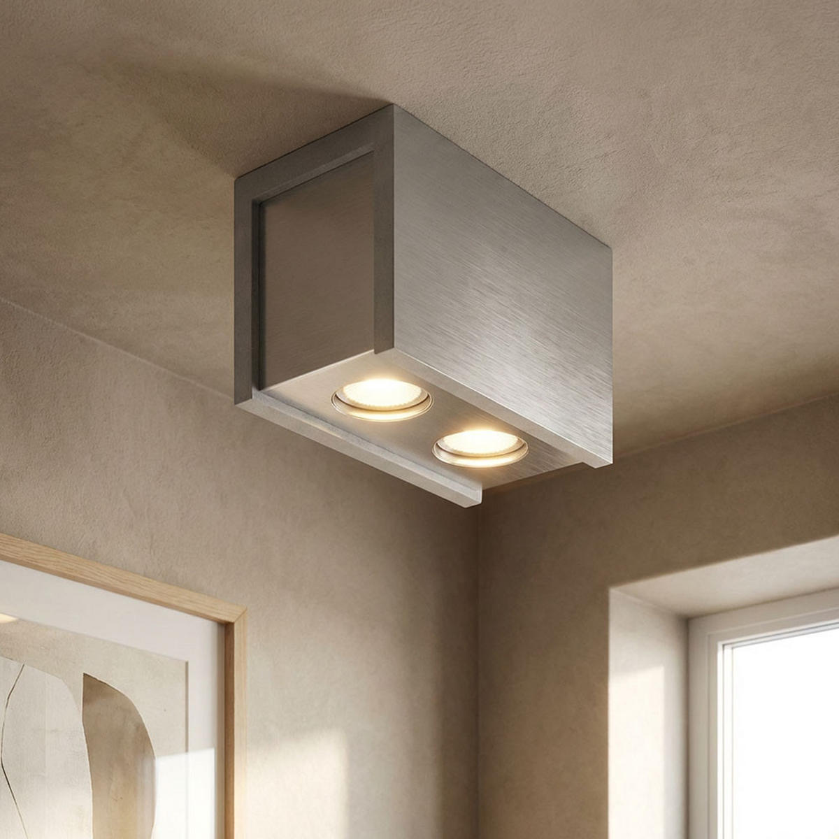 LED DECKENLEUCHTE Metall Beton Grau 2-flammig - Grau, Stein (18/10/14.7cm) - Globo Lighting