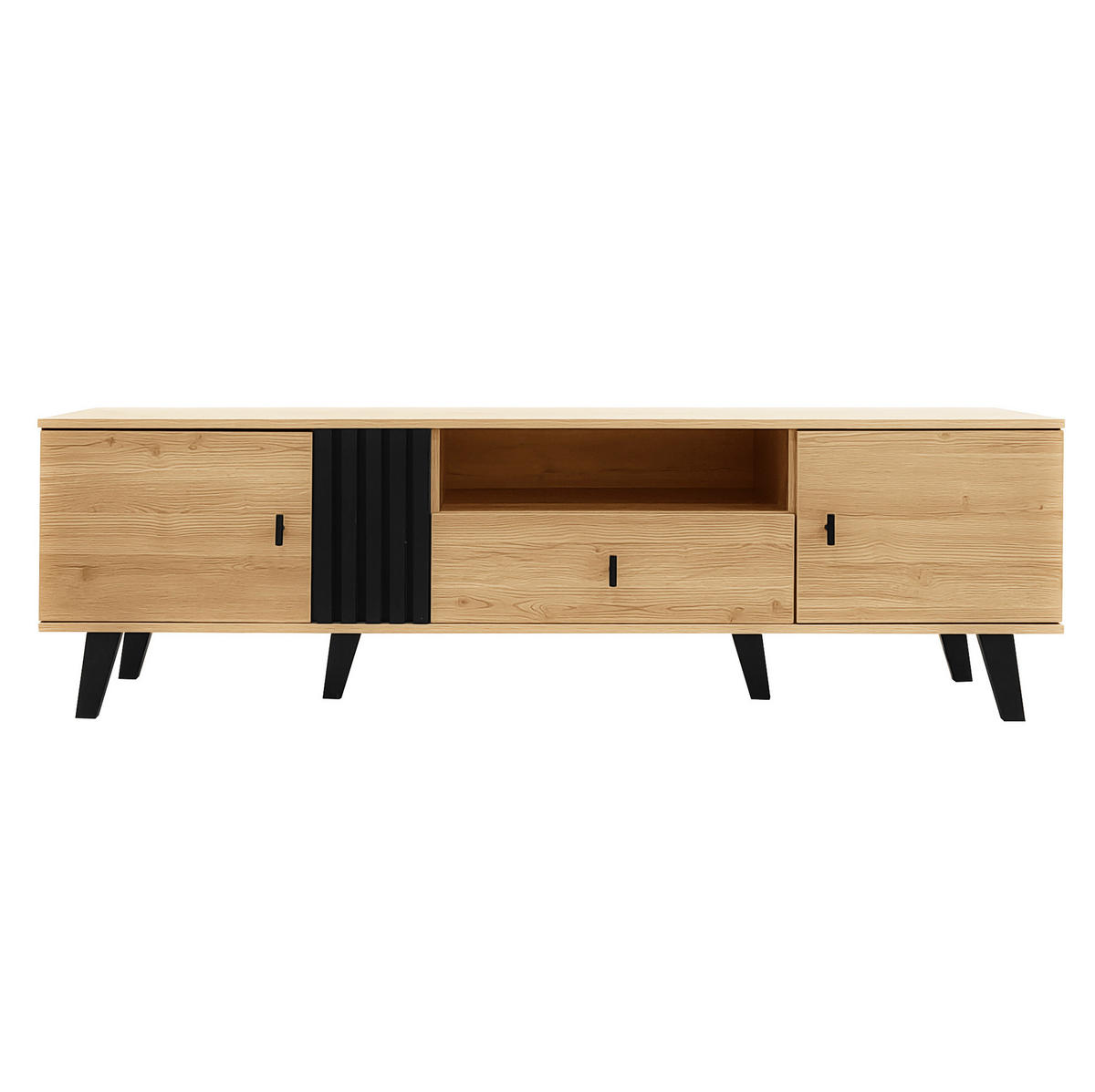 TV-ELEMENT mit 2 Türen und Schublade 170 cm Holzoptik Schwarz - Braun, Glas (40/50.5/170cm) - Beauniv