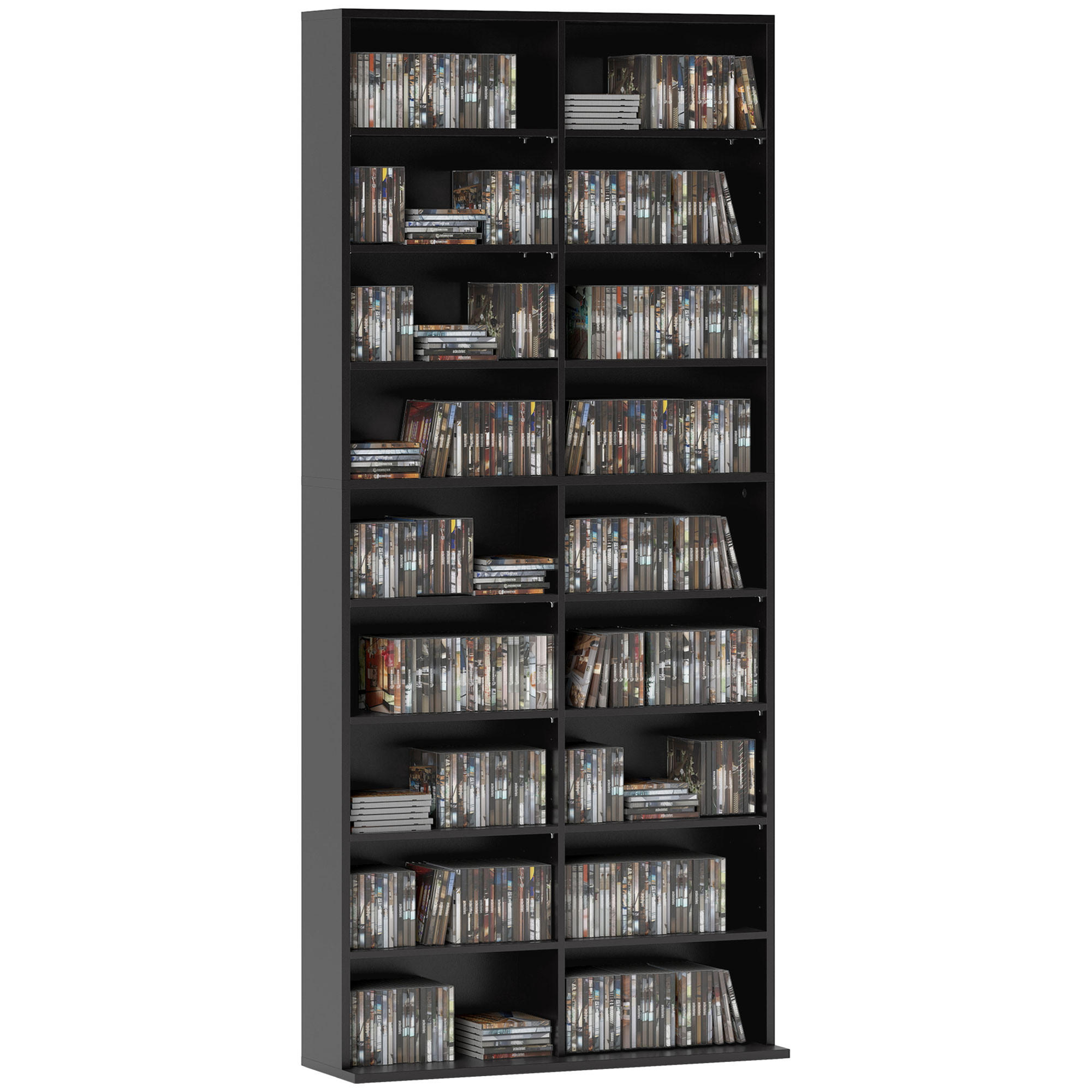CD-REGAL DE-14489 18 Fächer, verstellbare Böden Schwarz - Schwarz, Holzwerkstoff (24/175/78.5cm) - ComfortXL